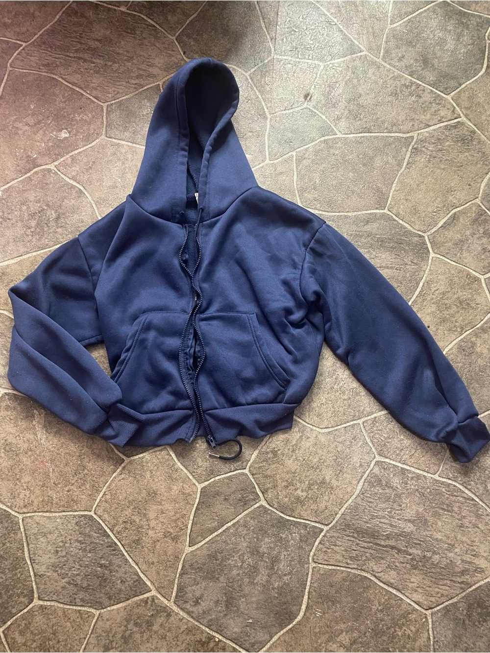 Navy Zip-Up Hoodie with Hood